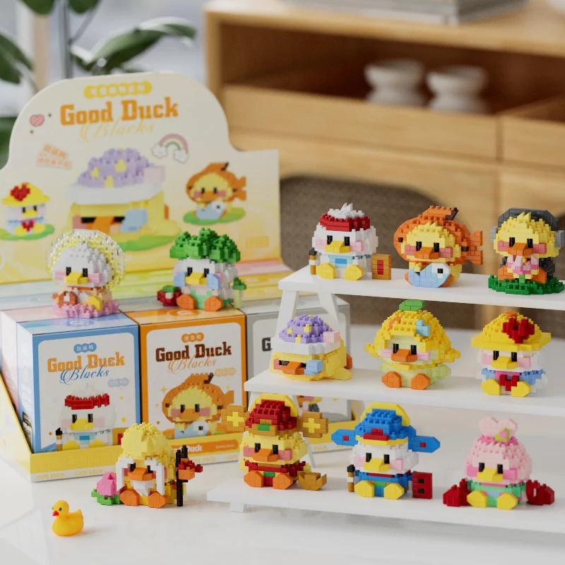 2518pcs Mini Diy Building Blocks Sets Cute Good Lucky Duck Style Nano Bricks Blocks Box Novelty Gift Girl Toys for Kids