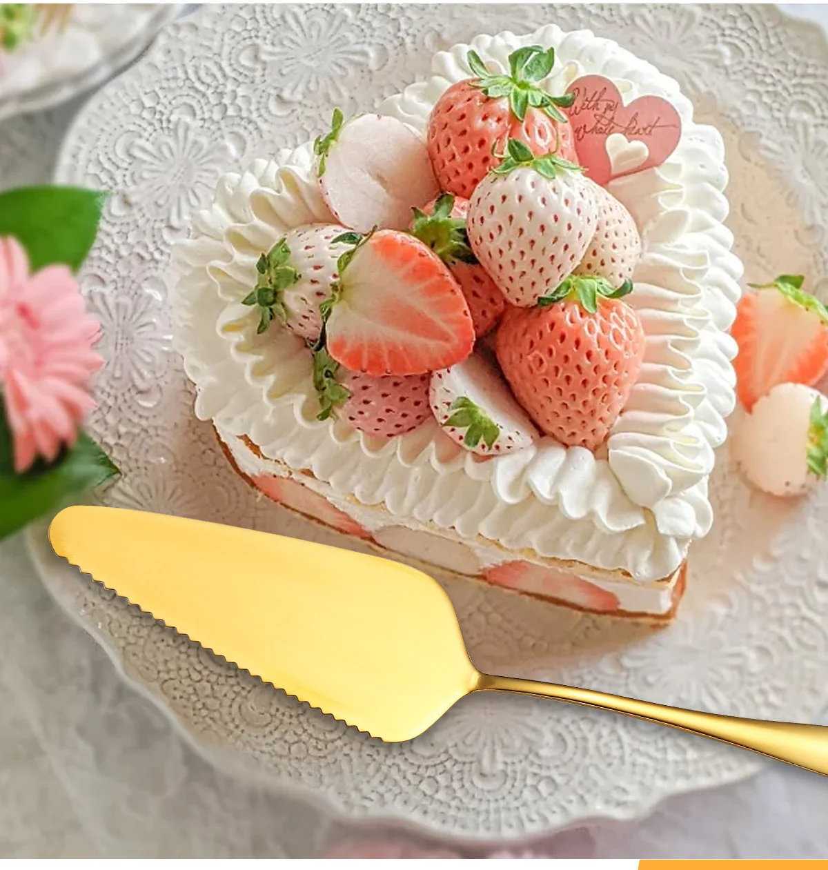 product large golden metal serving spoons slotted kitchen utensils stainless steel serving spoons serving forks cake spatulas-3