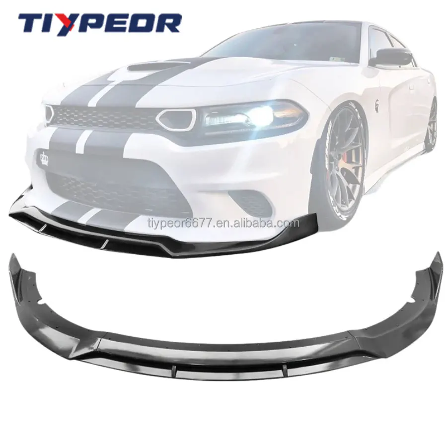 product tiypeor front splitter for 2015 2023 dodge charger srt v2 style front bumper lip abs 4pcs kit front lip bumper splitter-3