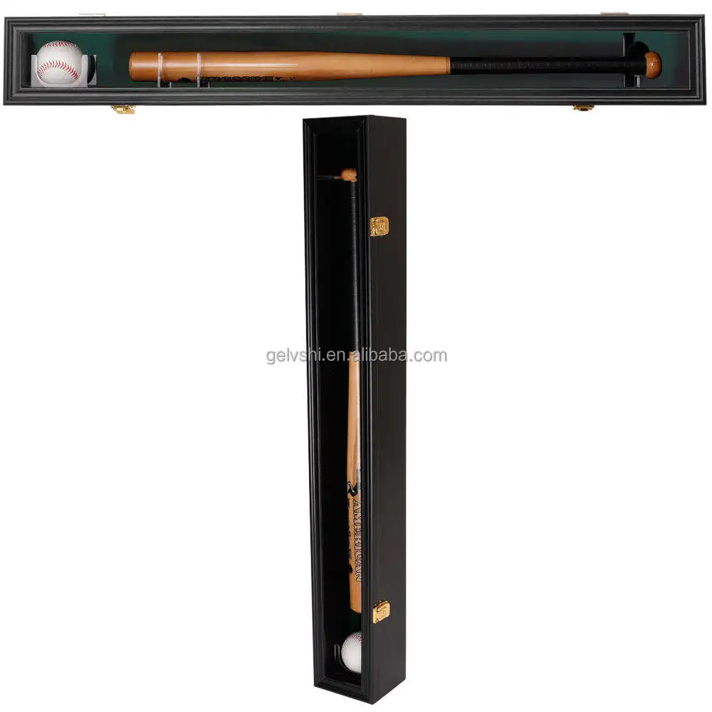 Custom Wall Mounted Baseball Bat Display Case Vertical Horizontal