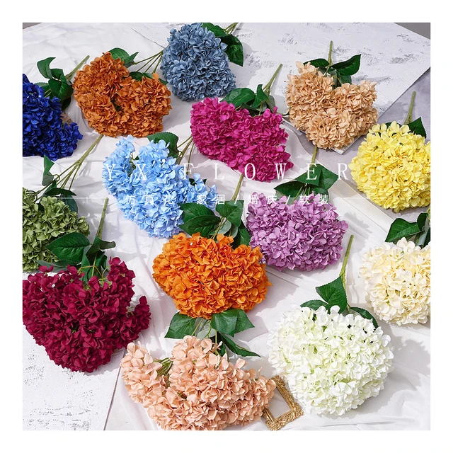 Simulation 5 Fork Big Hydrangea Wedding Hall Decorative Flower Wedding Flower Road Lead Base 5 Head Bundle Hydrangea