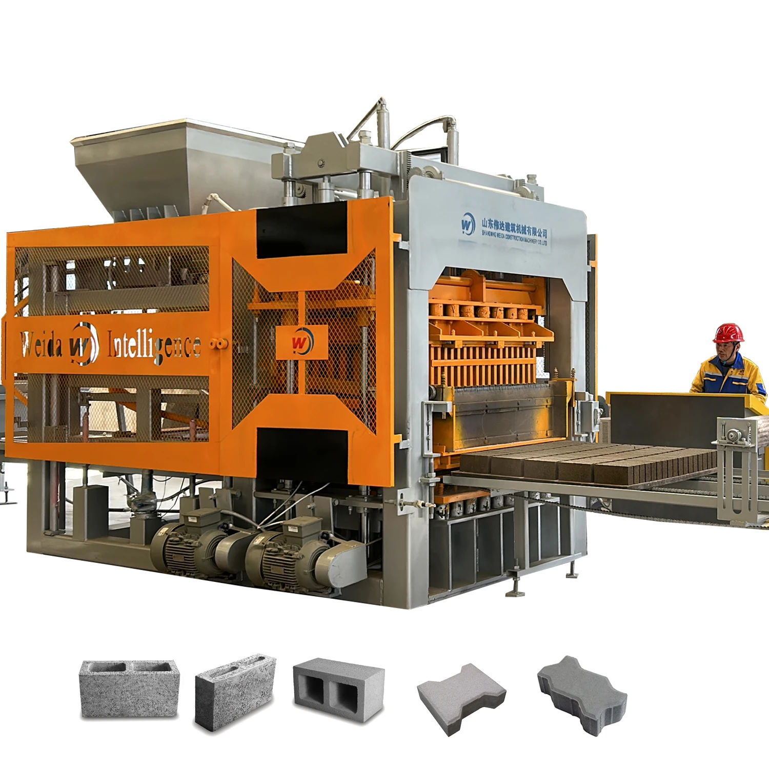 Fully Automatic QT1-15 Concrete Fly Ash Cinder Ciment Hollow Solid Block Making Machinery Brick Laying Press Machine Factory