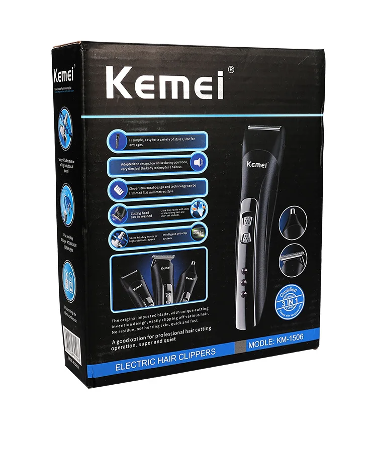 Kemei KM-1506 3 in 1 Electric Shaver - USB Charging Hair Trimmer