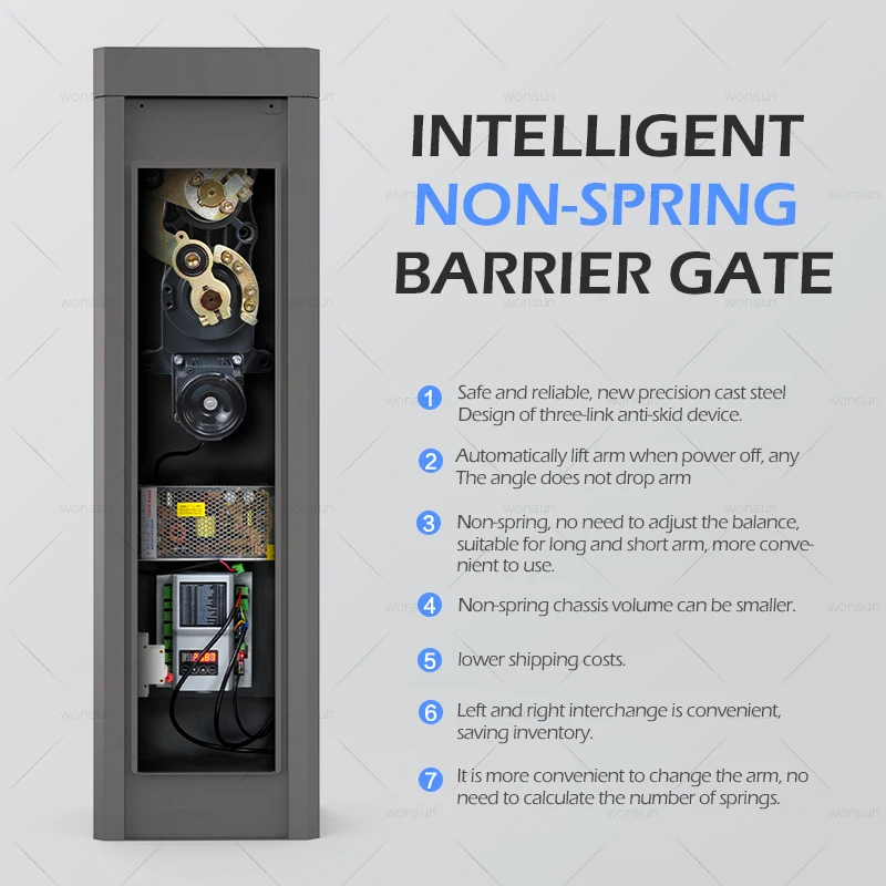 Intelligent Non Spring Vehicle Barrier Gate with 24V DC Brushless Motor for Car Parking Management