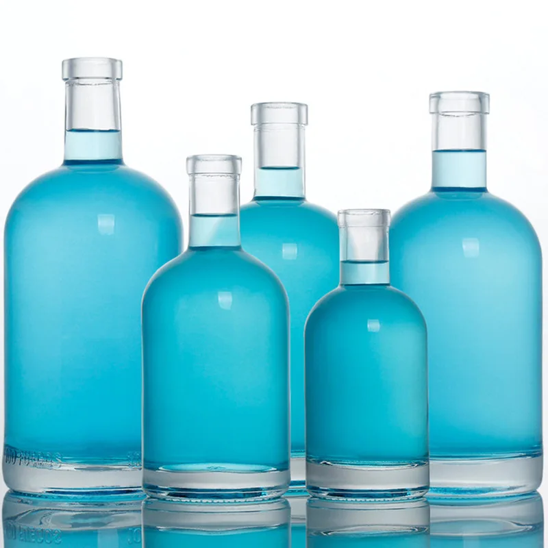 200ml 375ml 500ml  750ml Clear Empty Olso Vodka Liquor Gin Rum Tequila Whisky Spirit Wine Bottle for Liquor With Cork