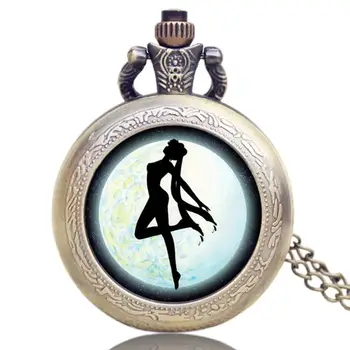 China Manufacture Sailor Moon Patch Cheap Pocket Watches with Watch Chain