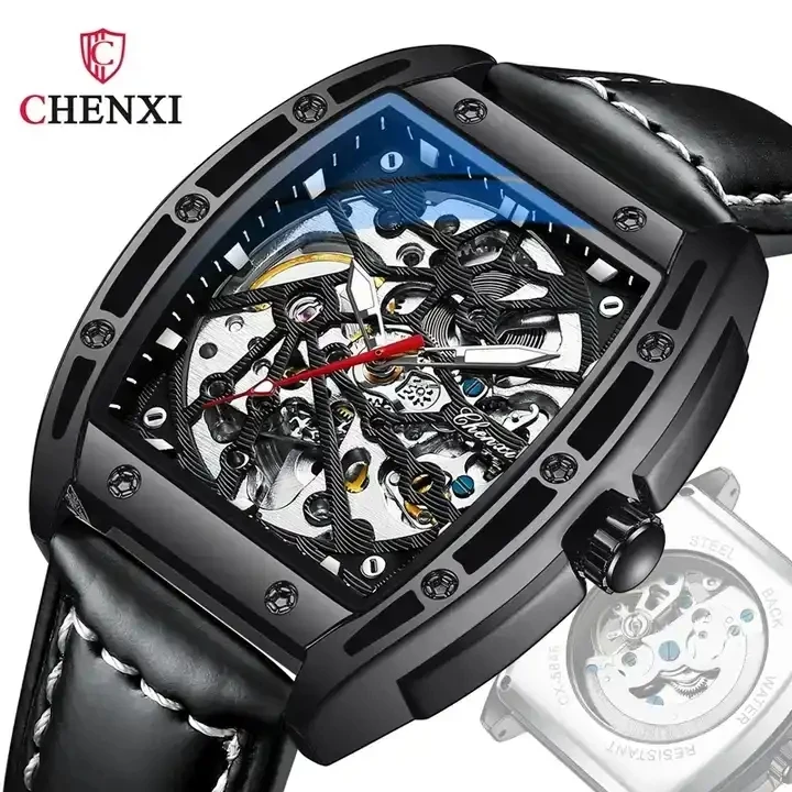 Chenxi 8845 Stainless Steel Men's Skeleton Watch - Waterproof