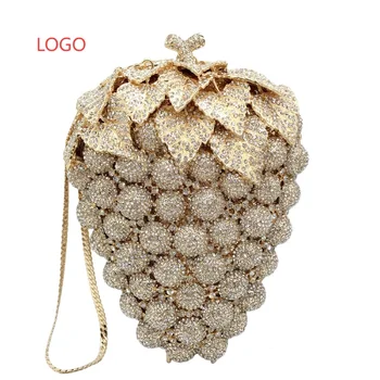 Custom Diamond-Encrusted European American Banquet Full Diamond Handbag Fashion Style Stone Clutch Bag Zipper Closure for Dinner