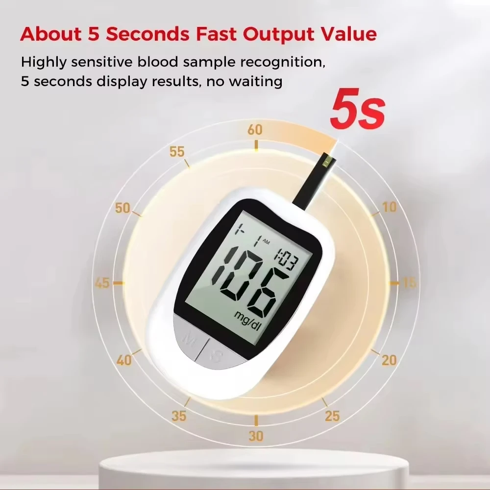Portable Blood Glucose Analyzer - User-Friendly with Digital Display & Strips for Easy Blood Sugar Monitoring