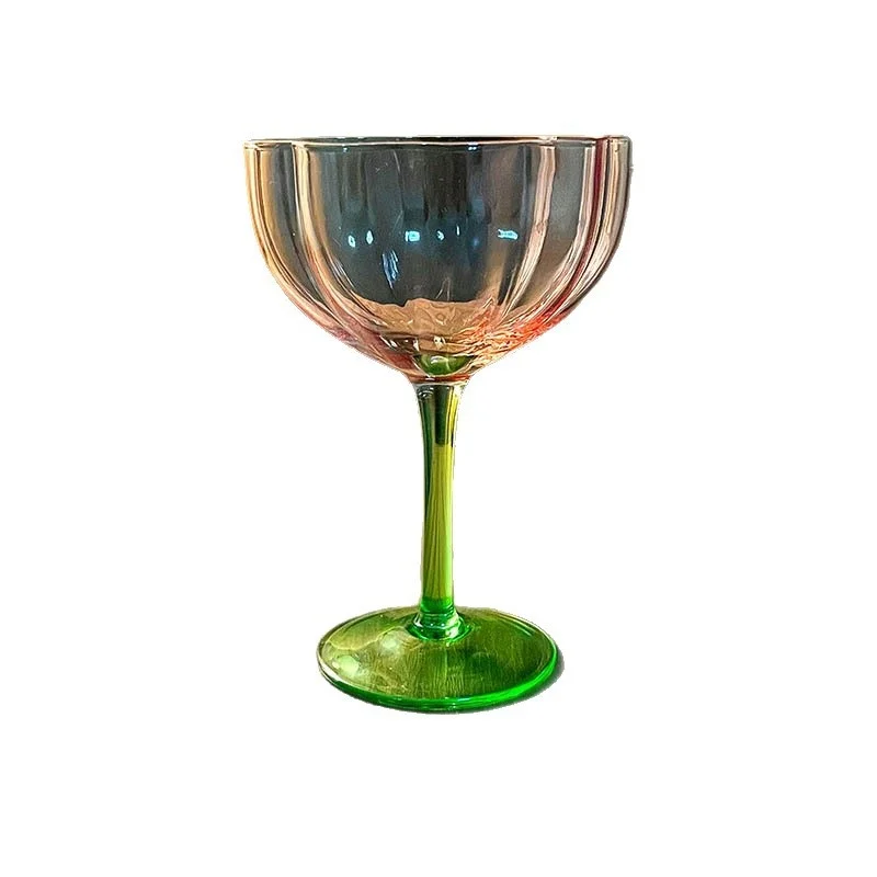 Retro Flower Red Wine Glass Color Changing Colorful High-footed Household Gradient Champagne Internet Popular preview 5