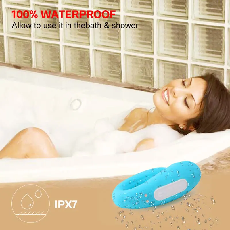 10 Modes Blue IPX7 Waterproof Rechargeable Vibration Vagina Remote Control Vibrator Sex Toy