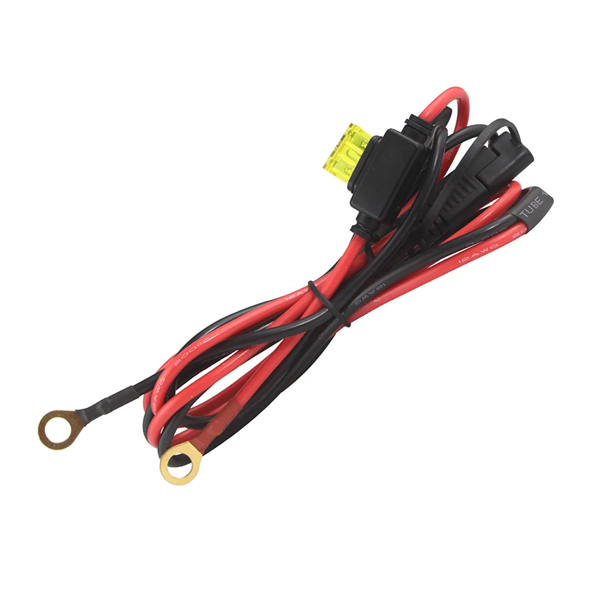 12AWG SAE to O Ring Terminal Harness Wire 15A Fuse Eyelet PVC Insulation for Motorcycle Home Appliance Extension Charge Cords
