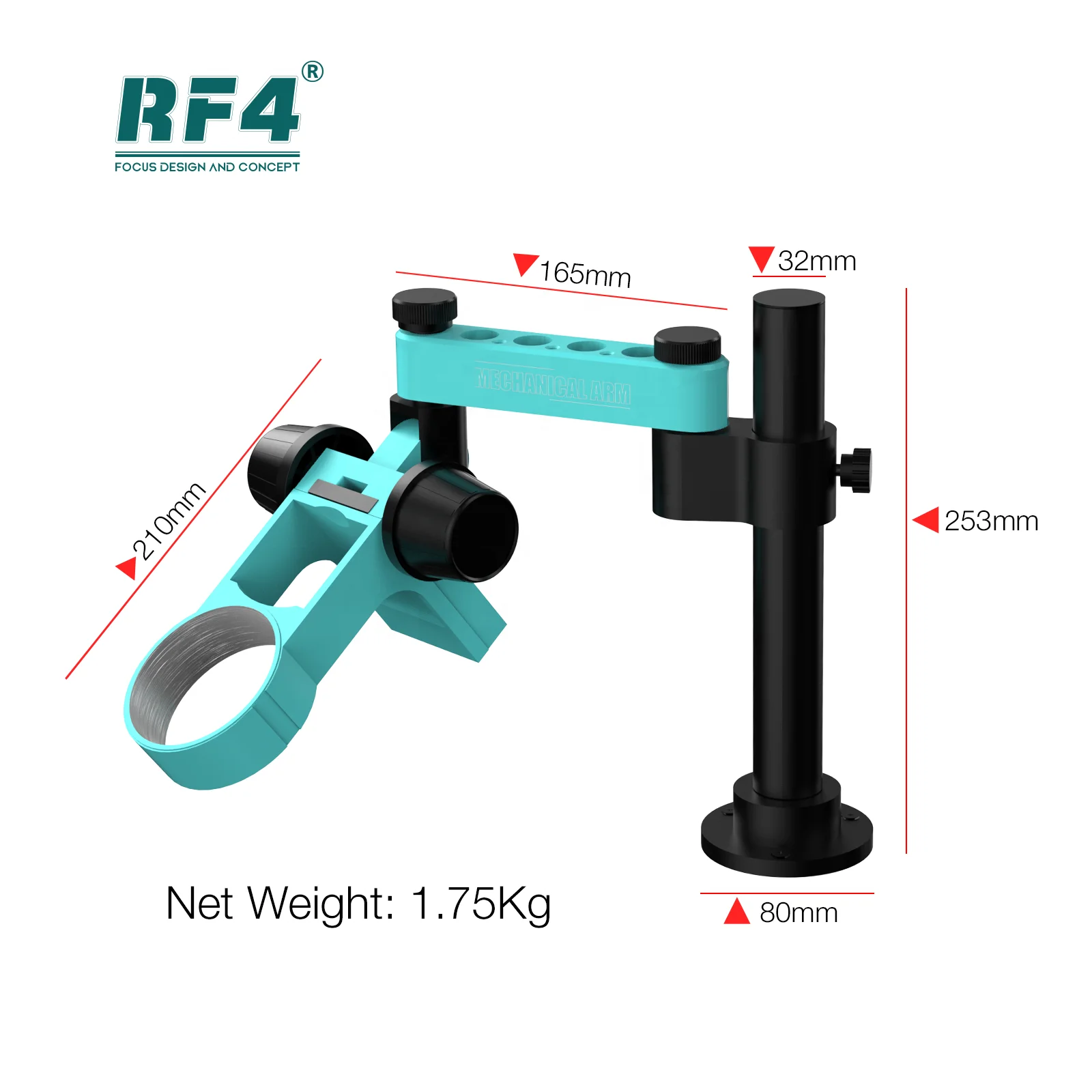 RF4 Long Arm Microscope Stand Microscope Base With Screw Hole Flexible Metal Arm Base Holder Stand Electronic Repair