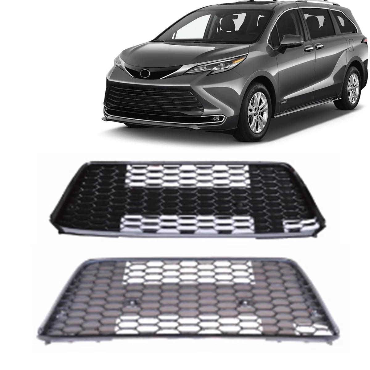 for 2022 toyota sienna accessories front bumper grille with or without hole for Toyota Sienna 2021 2022