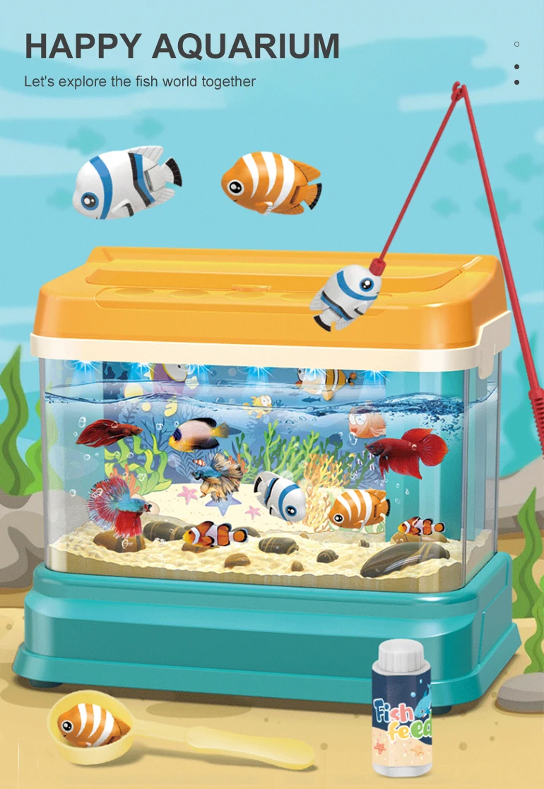 Simulation funny electric aquarium kids educational game magnetic fishing toy