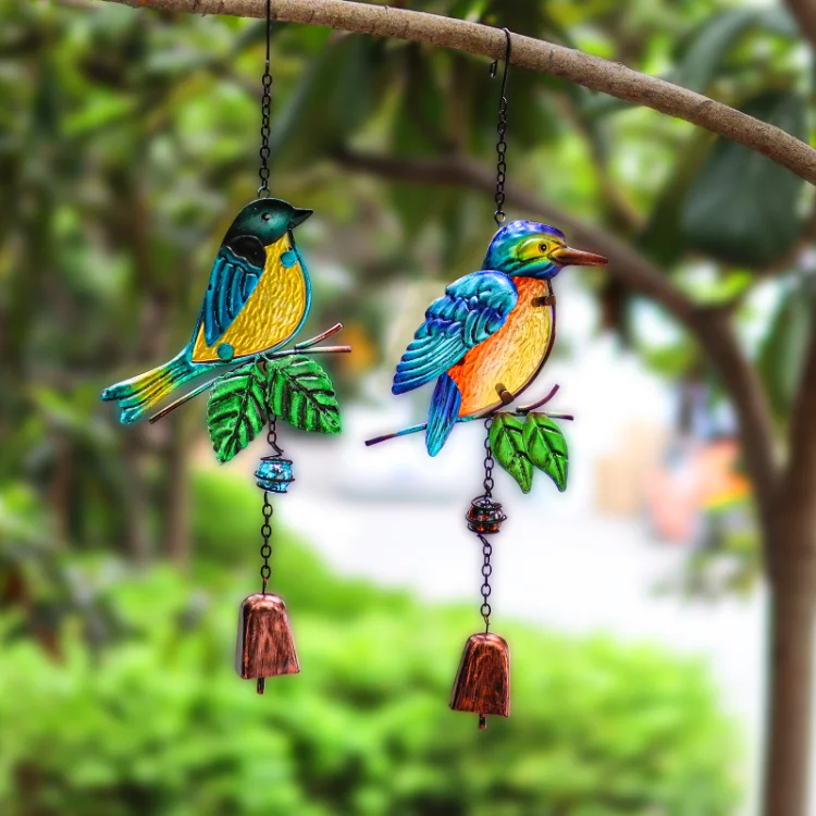 Outdoor Bell Rustic Metal Humming Bird Wind Chimes Glass Bird Wind Chime For Indoor Outdoor Home