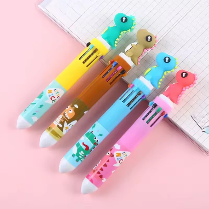かわいい恐竜ボールペン 10 色 1 ペンでマルチカラーフラミンゴ