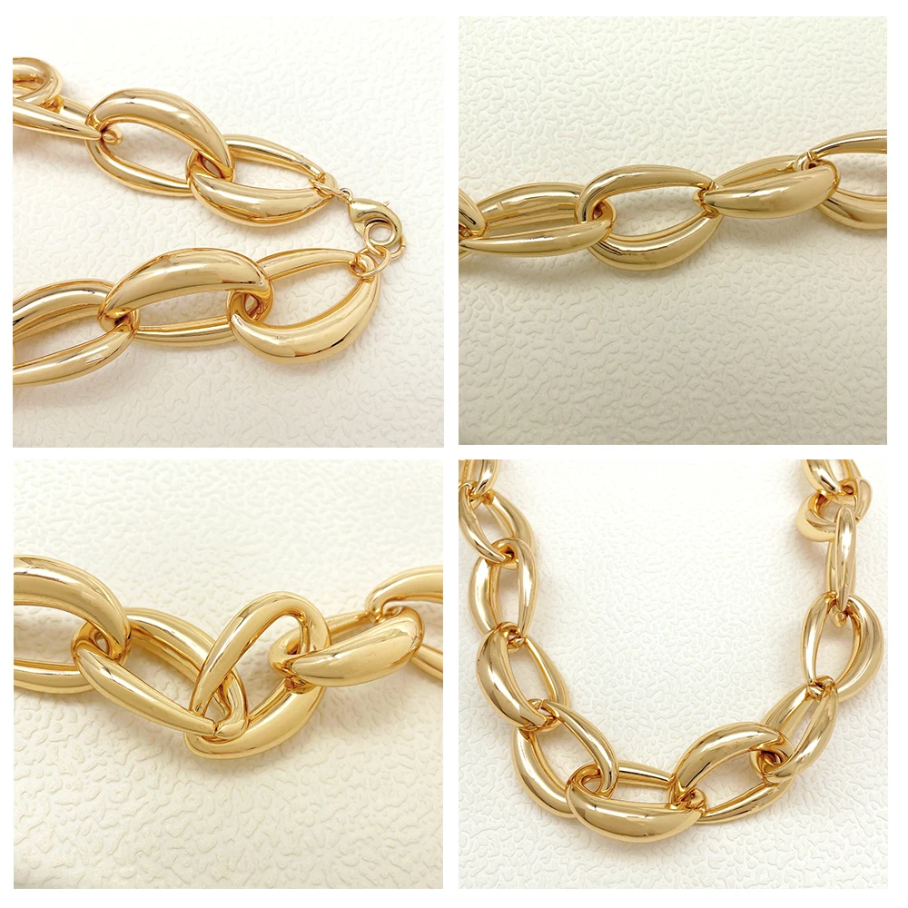 product 18k gold plated geometry choker necklace for women new fashion classic link chain design for anniversaries-2