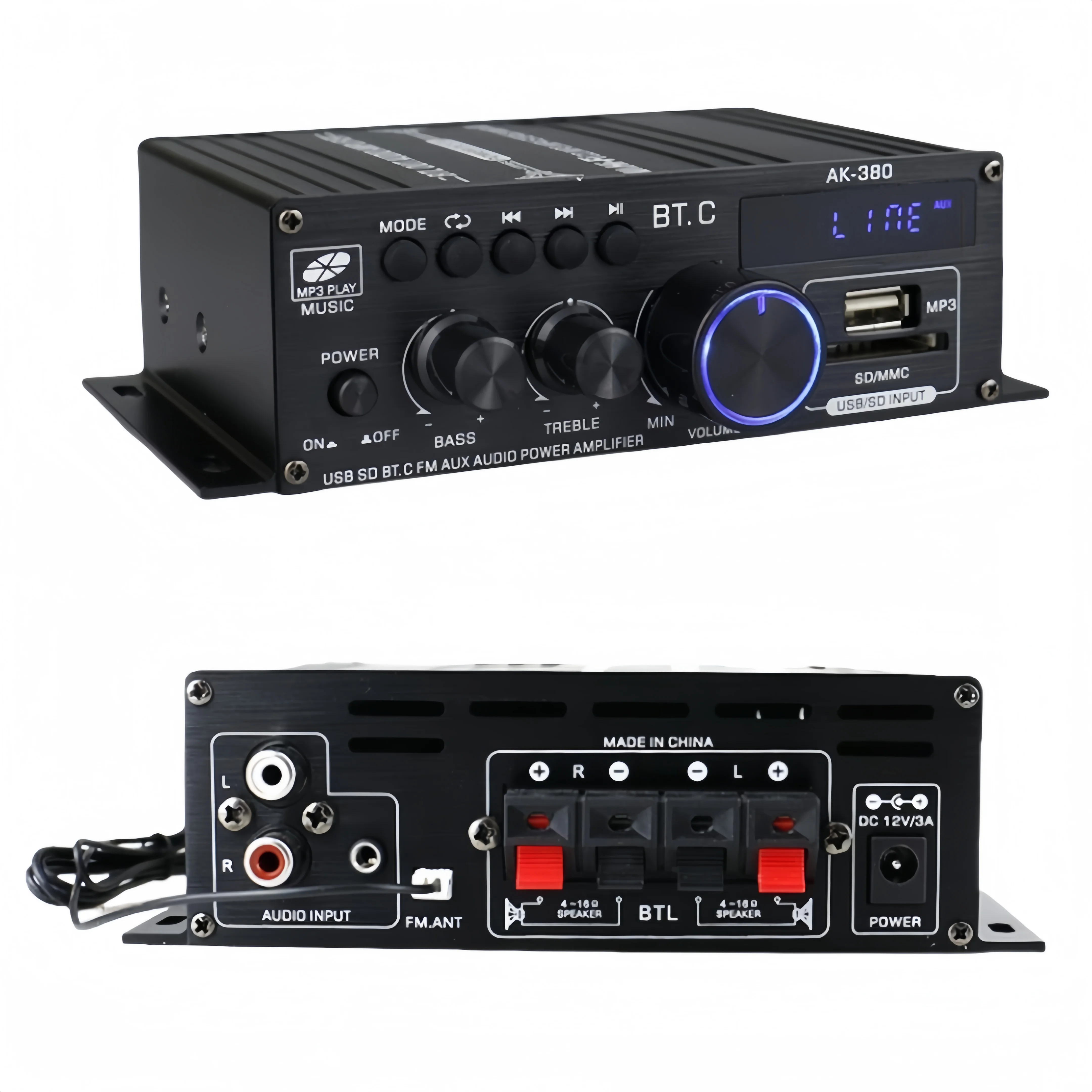 AK-380 Bluetooth Amplifier - Hifi Stereo for Car & Home