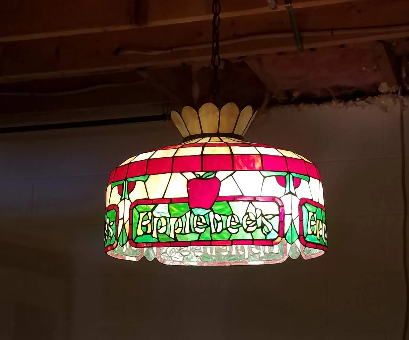 Витражные люстры Tiffany 16 ''Applebee's, ресторан, лампа, домашняя Потолочная люстра, роскошный круглый подвесной светильник