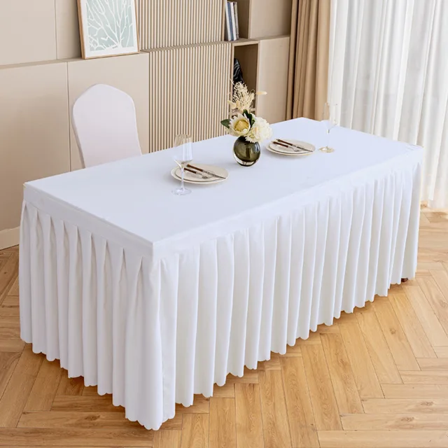 Rectangular conference table skirt dustproof decorative tablecloth ruffled banquet wedding table cover