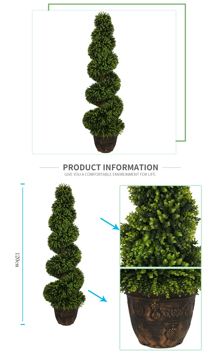 Large Size Plastic Grass Bonsai Boxwood Topiary Outdoor Artificial