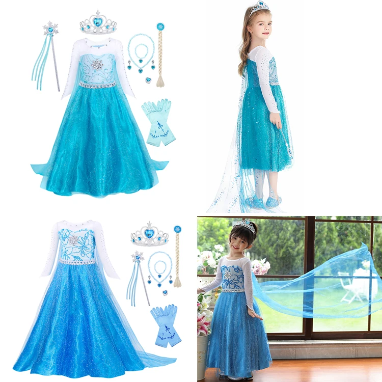 printed asymmetric midi dress cos 3-8 Years Summer Baby Girl Dress Princess Vestidos Fever Anna Elsa Dress  Children Clothing For Kids