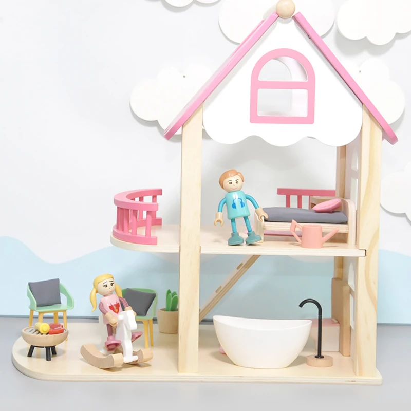 wooden toy house beach map toy