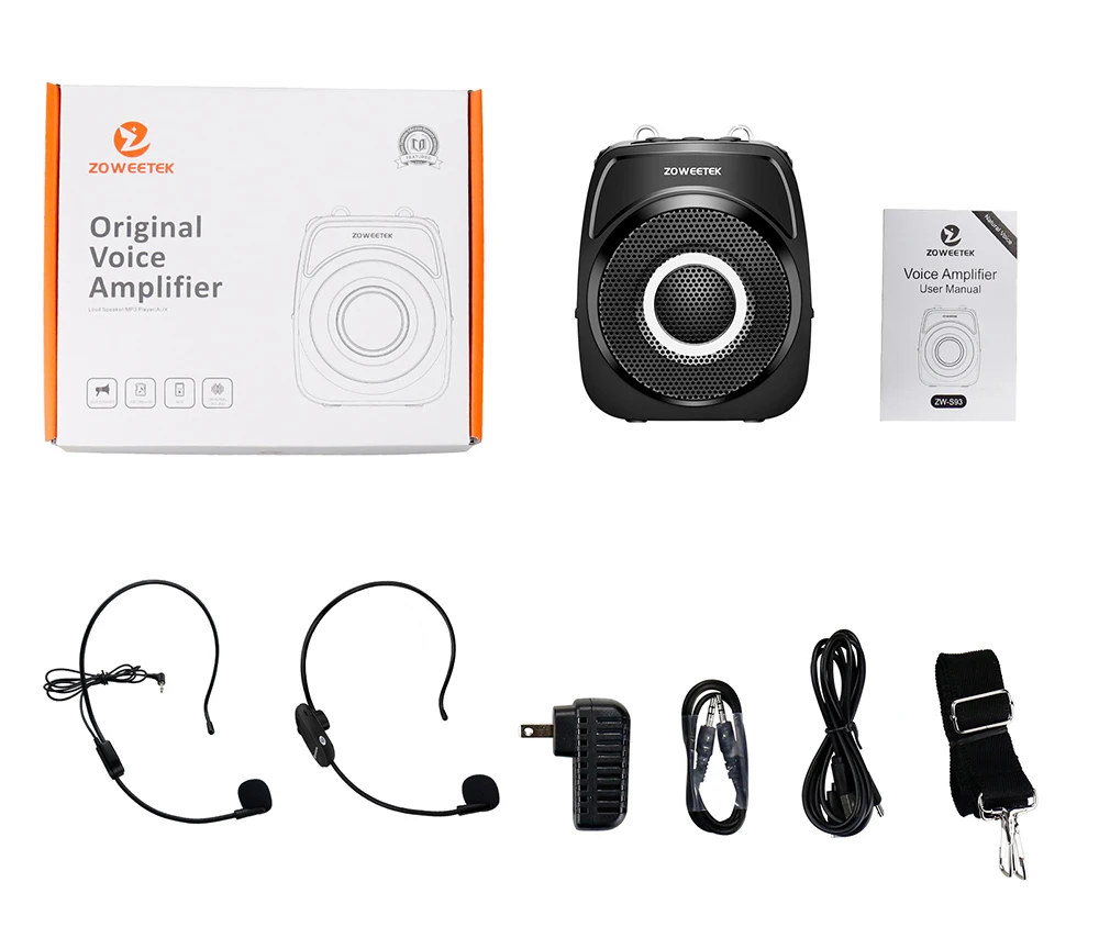 Zoweetek S93 Wireless Voice Amplifier 20w With Headset Microphone Uhf With Recording Function