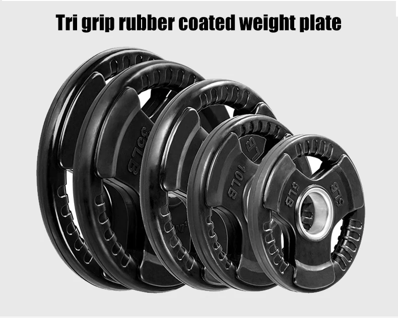 2.5lb 5lb 10lb 25lb 35lb 45lb Weights Rubber Tri Grip Barbell Plates