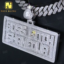 Custom Jewelry Maker Luxury Baguette Moissanite Spinning Pendant Hourglass Hip Hop Jewelry Rock Custom Moissanite Pendant