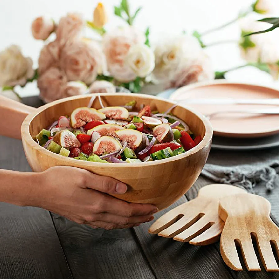 Pampered Chef WOOD SALAD 2024 BOWL & SERVERS SET