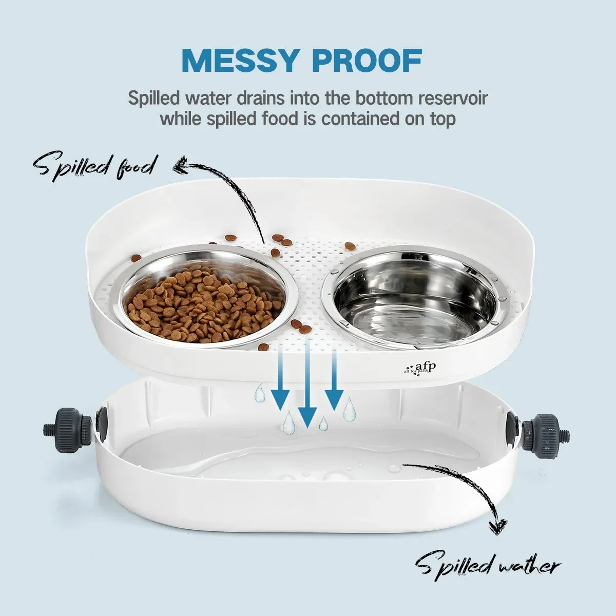 AFP Adjustable Elevated Dog Food Bowl in Double Efeeder