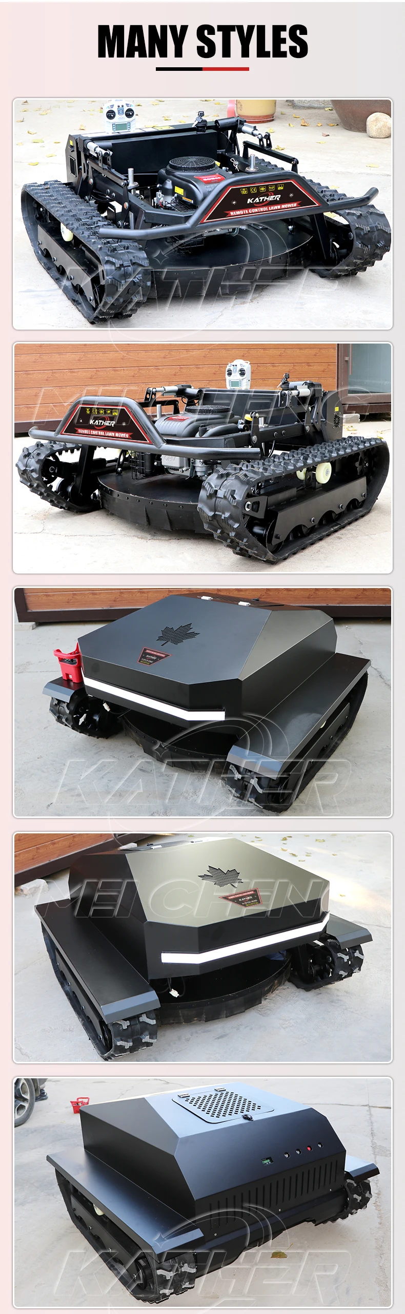 product ce epa approved all terrain gasoline crawler lawn mower remote control robot with agriculture rubber tracks for grass cutting-14