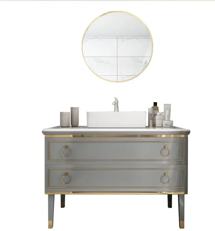 Modern European Style Water Resistant  Lacquer Painting Modern Bathroom Cabinet  Vanity