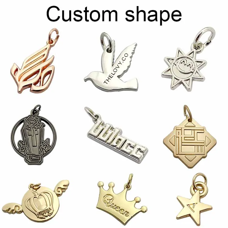 Brand Name Stamping Custom Silver Printed logo Jewelry Tags for Necklace
