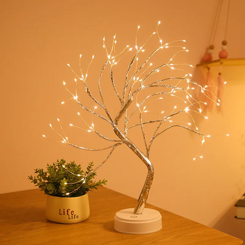 108 LED light string 3AA battery touch twinkle tree light for room Christmas decor USB RGB warm white table lamp night light