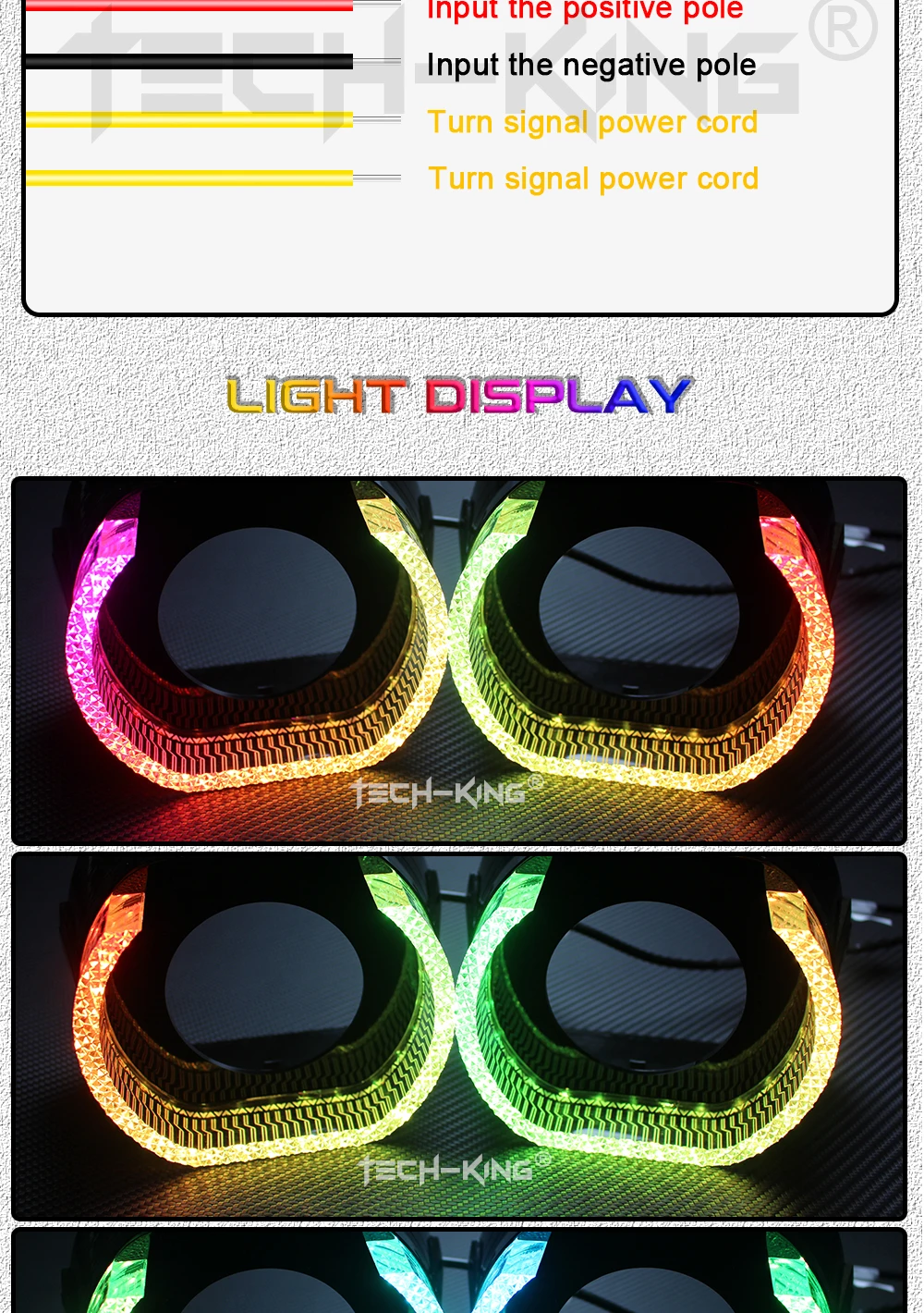 TECH-KING Hot Sale 5D LED 2.5/3.0inch Angel Eyes RGB App Control Decorative Auto Accessory with Angel Eye Daytime Running Lights