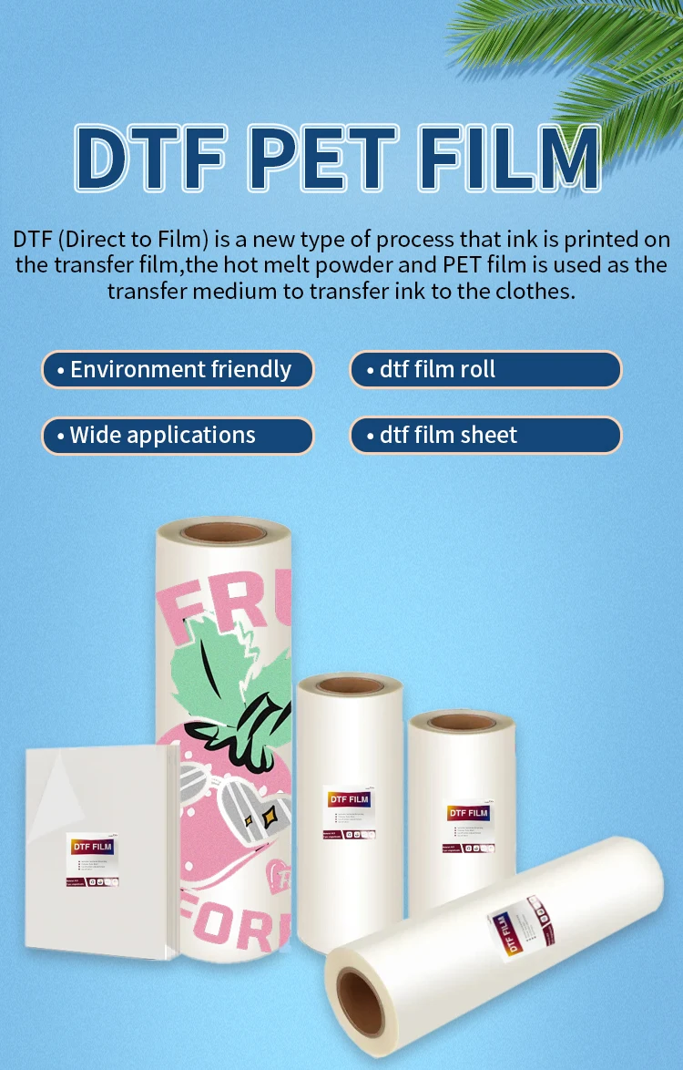 Dtf Film 60cm Roll A2 A3 A4 Dtf Pet Heat Transfer Printing Film Paper Instant Peel Dtf Printer Film details