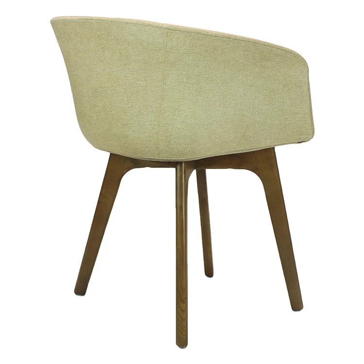 Modern Commercial Nordic Hotel Cafe Shop Furniture Comfortable Upholstered Cafe Solid Wood Legs Fabric Dining Restaurant Chairs