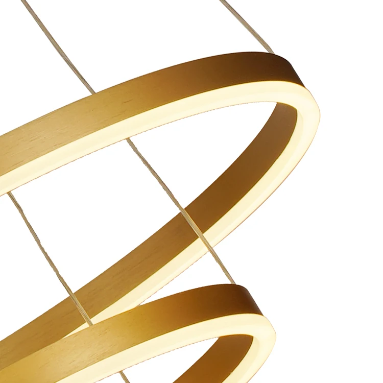 Современный Крытый ресторан гостиной декоративные круглые кольца акриловые алюминиевые роскошные подвесные потолочные хрустальные люстры лампы