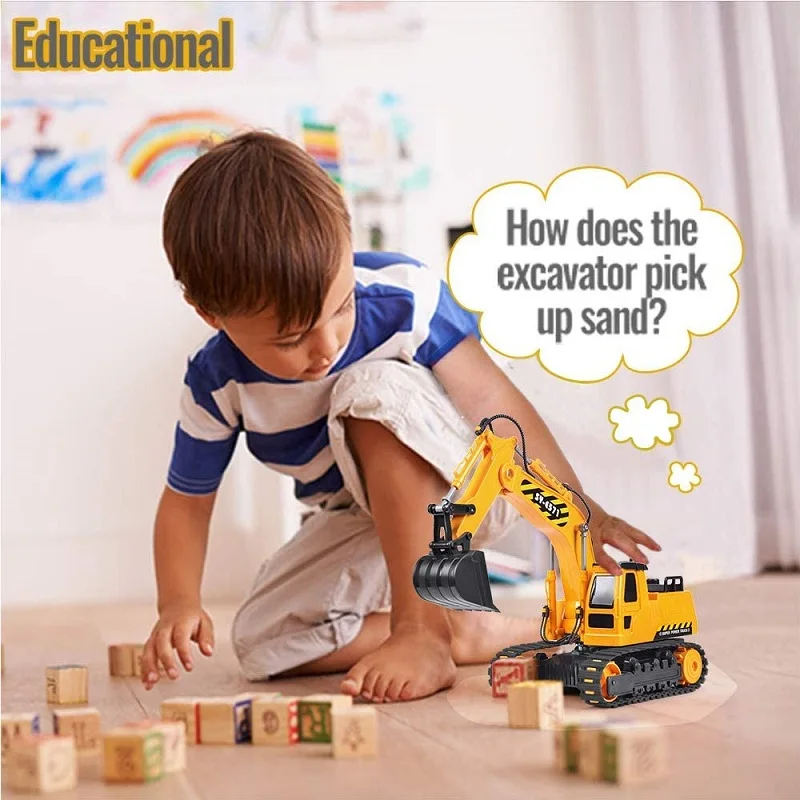 Remote Control Excavator Toy Truck Rc With Shovel Lights Sounds Engineering Sand Digger Construction Vehicle Toy