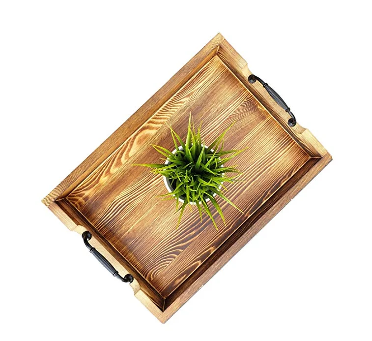 Wood Tray Tea Tray Custom Table Tray Coffee Table Tray Serving Tray With Handles Ottoman Tray Breakfast Tray Home Living Dining Serving Kromasol Com