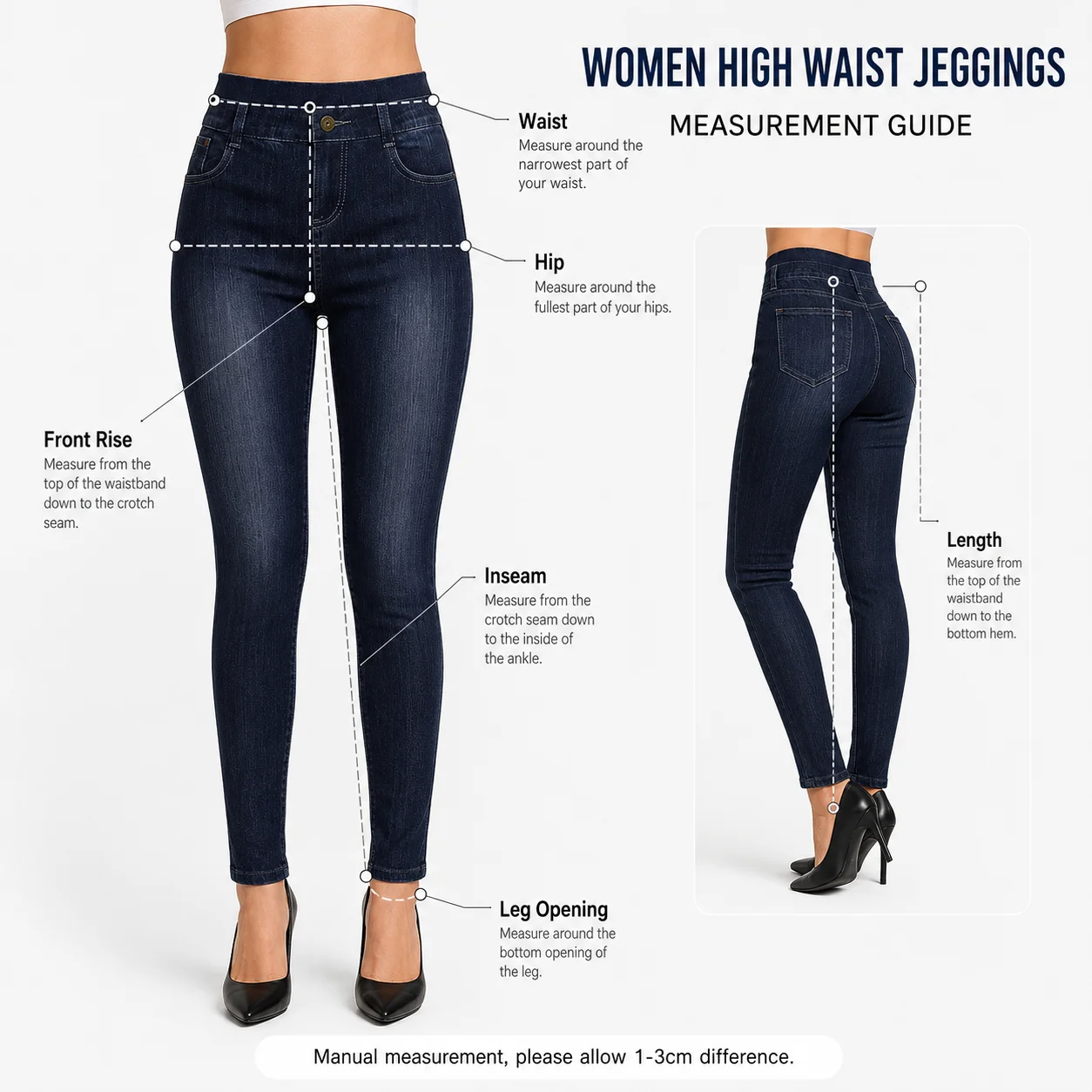 Winter Women's High Waist Print Knitted Faux Denim Slim Fit Stretch Breathable Anti-Bacterial Pencil Pants Leggings