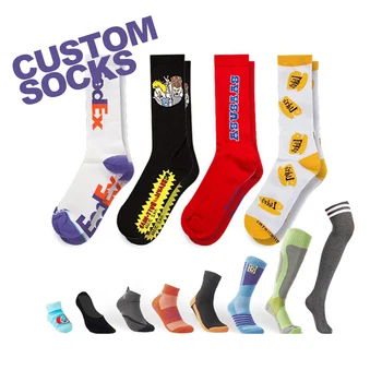 (JD) Socks Customized made embroidered design your own pattern cotton crew men custom sock with logo custom socks with logo