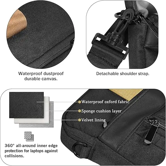 product waterproof fabric stylish briefcase large case laptop sleeve case shockproof form business carrying cover bag-32