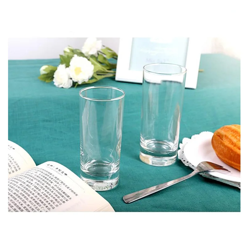 Customized Round Transparent Glass Water Cups Drinking Juice Beer Wine Highball Glasses Cups for Wedding Restaurant Glassware