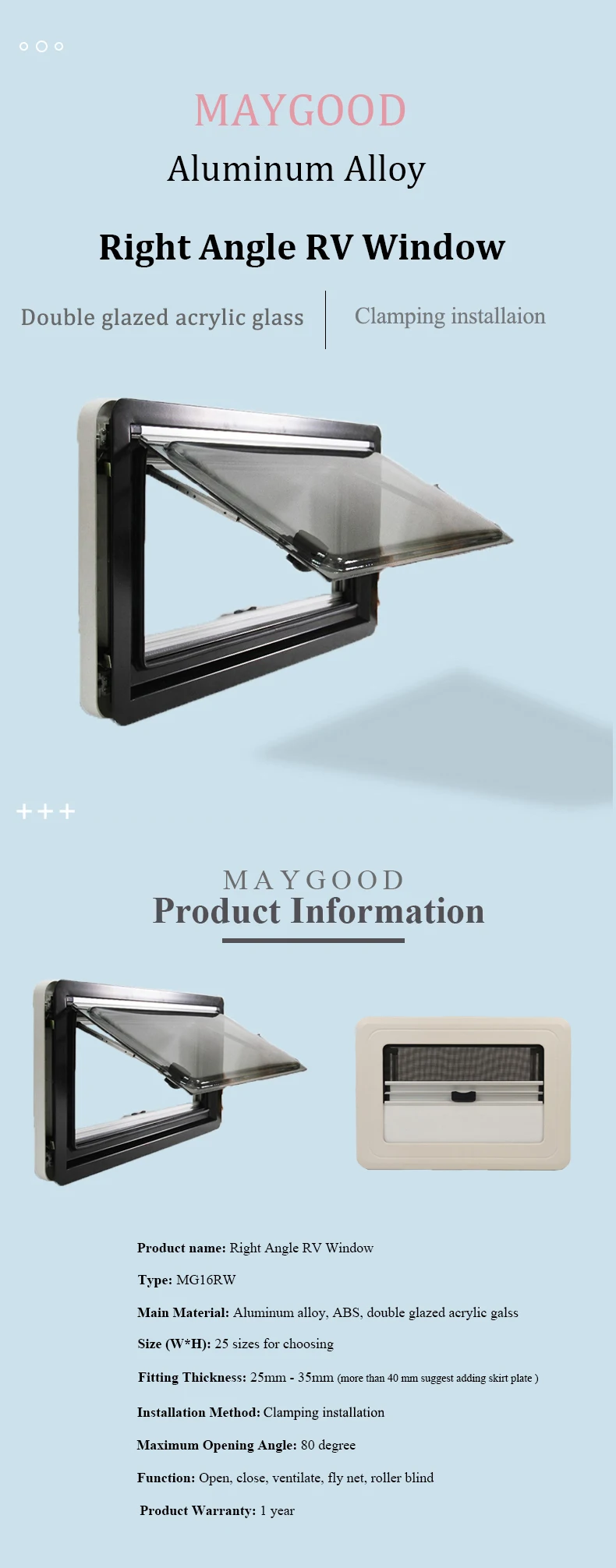 High Quality Maygood Right Angle Caravan Window Side Window Rv Window ...