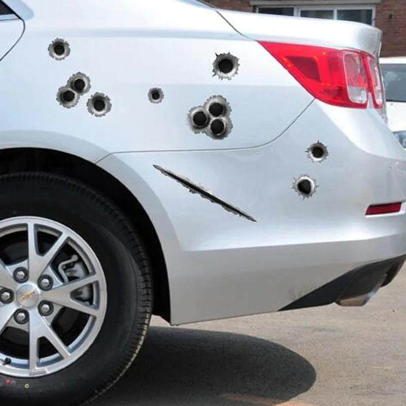 Car Scratch Stickers Personality Simulation Bullet Hole Auto Bumper Stickers