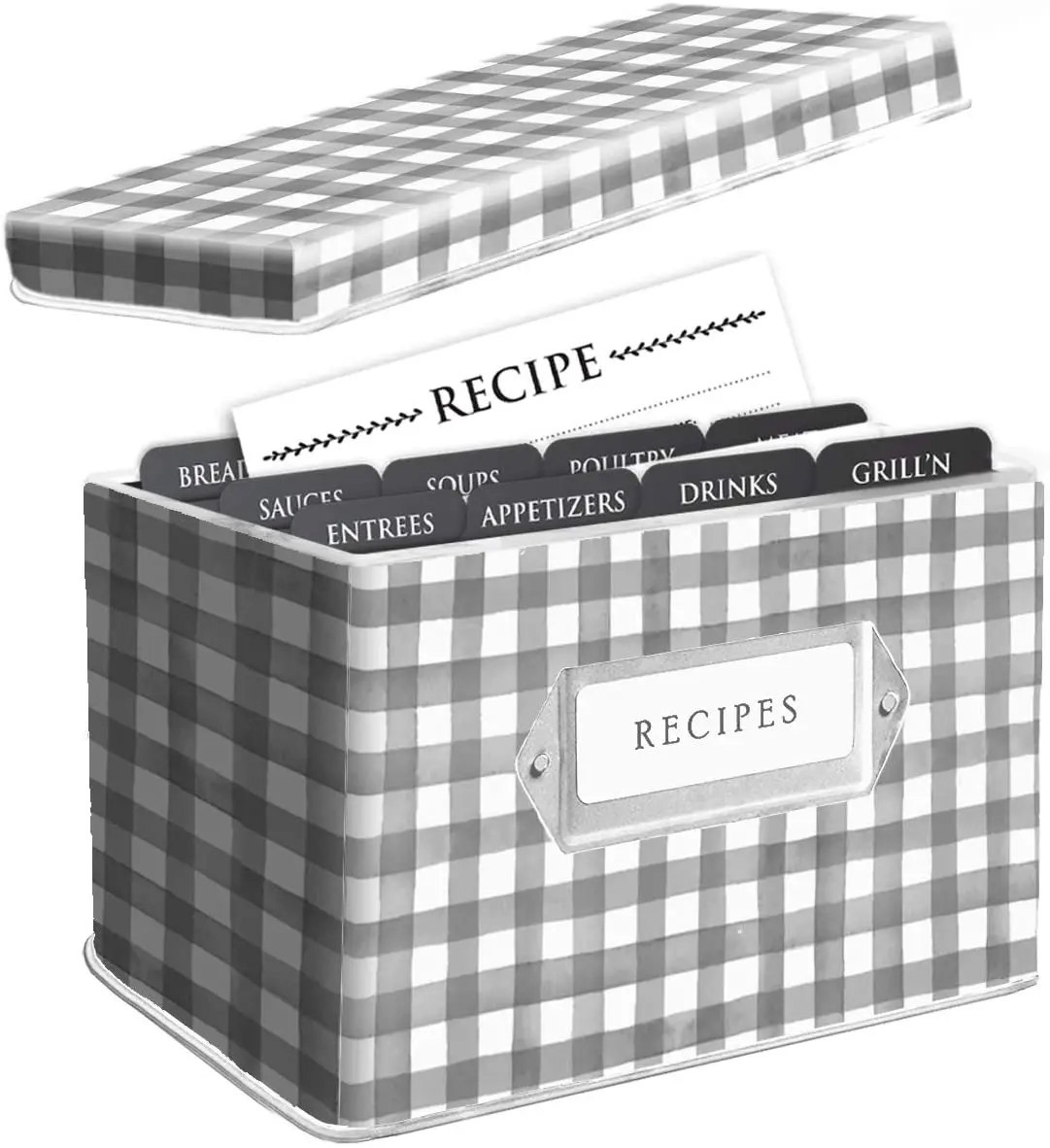 Plaid Metal Recipe Box Recipe Tin Box Card Holder With Recipe Cards 4x6 And  Dividers - Buy Recipe Tin Box,Metal Recipe Box,Tin Box Recipe Product on  Alibaba.com